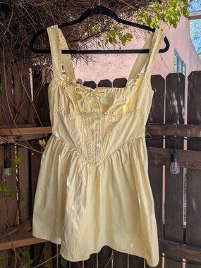 Butter Yellow Corset Milkmaid Mini Dress/Top Sz S